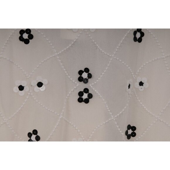 Alexis Women Celestia Beaded Sequence Top Large White Black Blouse Ruffle Fringe - Picture 10 of 12
